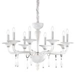 Бело-хромовая люстра из дутого стекла Ideal Lux MIRAMARE SP8 068190